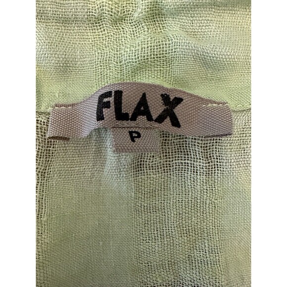 FLAX Shirt Women’s P 100% Linen Button Front Top Light Green Long Sleeve - Picture 2 of 9